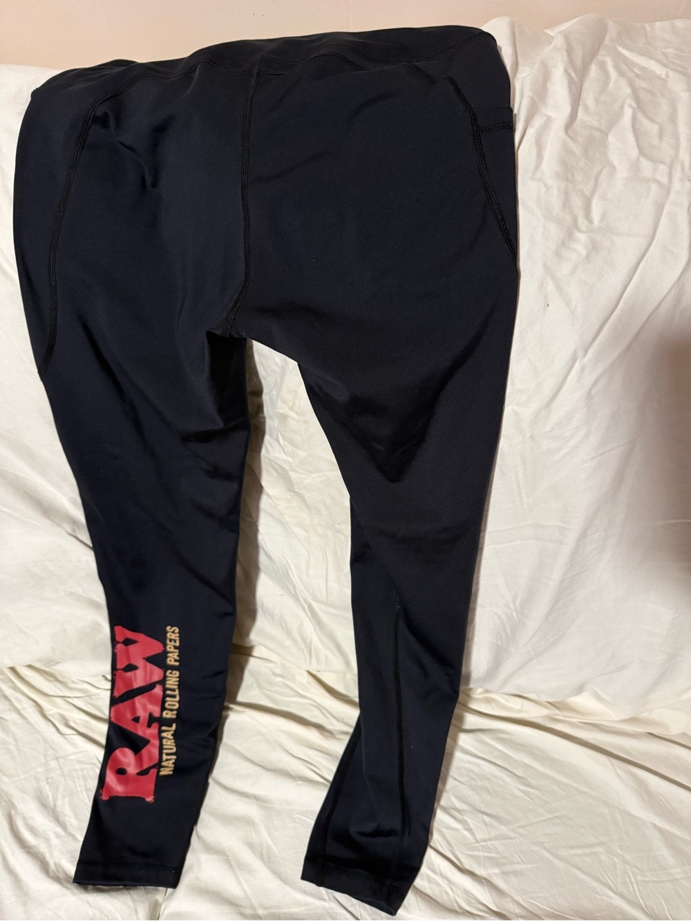 Black Leggings with Red RAW Logo